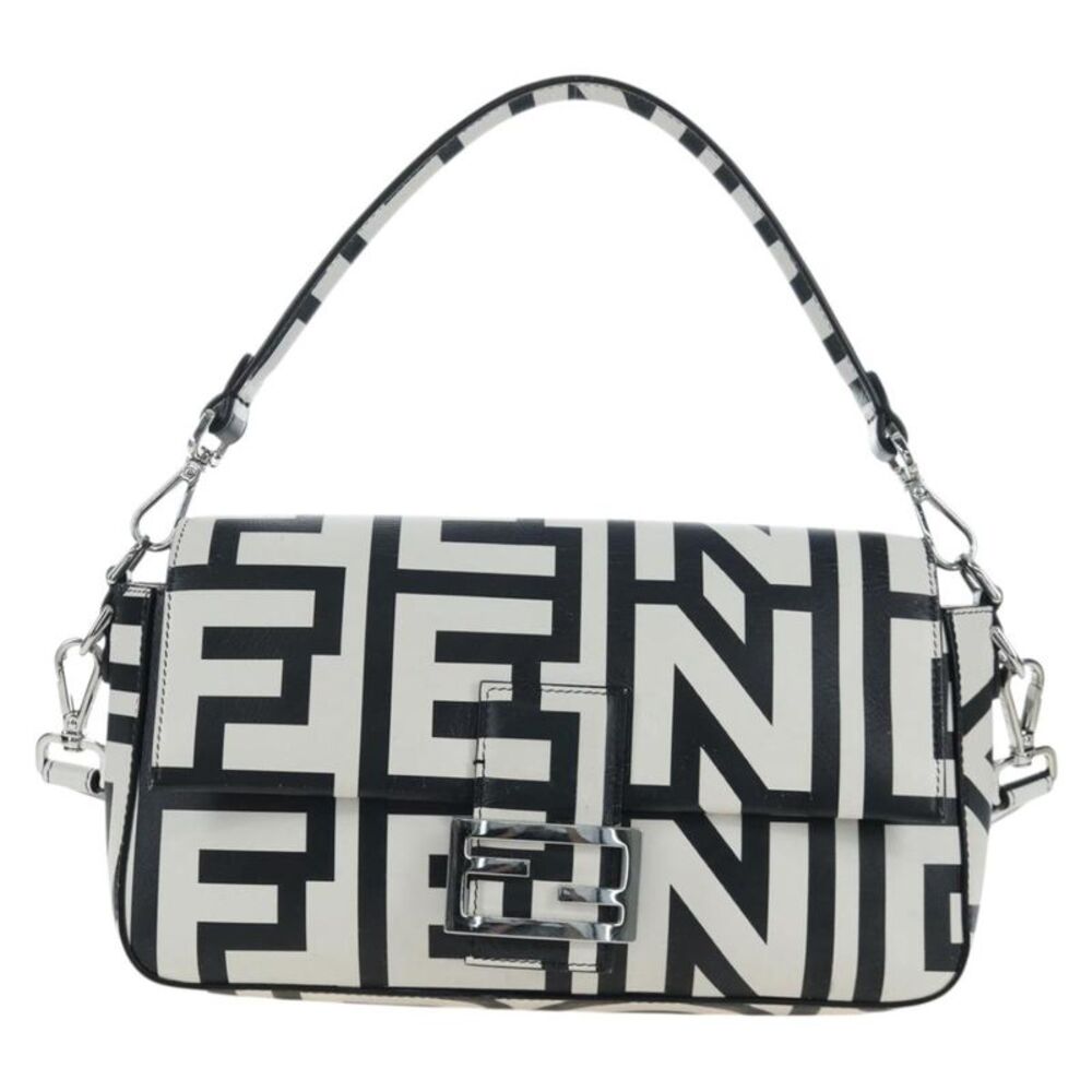 Fendi X Marc Jacobs Baguette Nm Printed Leather Black Leather Handbag